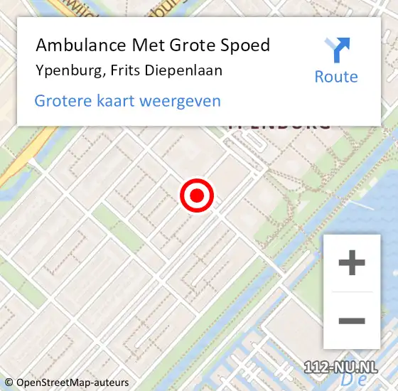 Locatie op kaart van de 112 melding: Ambulance Met Grote Spoed Naar Ypenburg, Frits Diepenlaan op 11 februari 2020 11:55