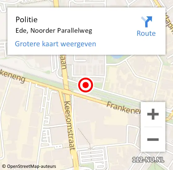Locatie op kaart van de 112 melding: Politie Ede, Noorder Parallelweg op 11 februari 2020 13:02