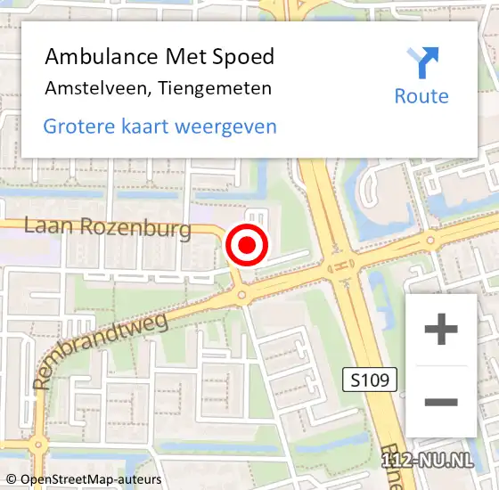 Locatie op kaart van de 112 melding: Ambulance Met Spoed Naar Amstelveen, Tiengemeten op 11 februari 2020 17:18
