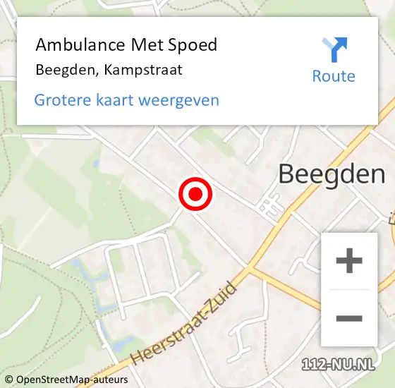 Locatie op kaart van de 112 melding: Ambulance Met Spoed Naar Beegden, Kampstraat op 11 februari 2020 20:05