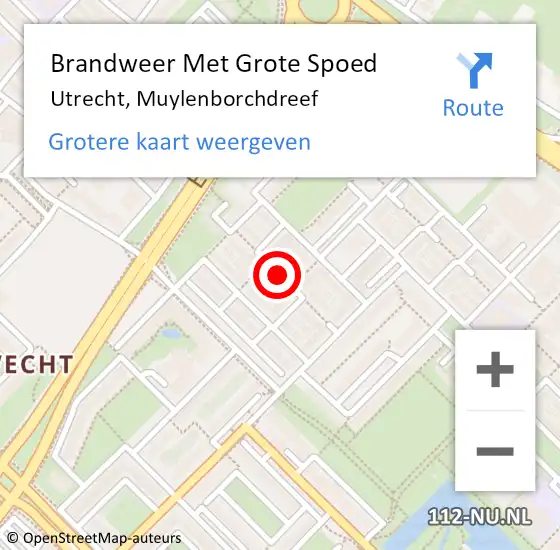 Locatie op kaart van de 112 melding: Brandweer Met Grote Spoed Naar Utrecht, Muylenborchdreef op 11 februari 2020 20:49