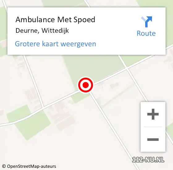 Locatie op kaart van de 112 melding: Ambulance Met Spoed Naar Deurne, Wittedijk op 11 februari 2020 22:26