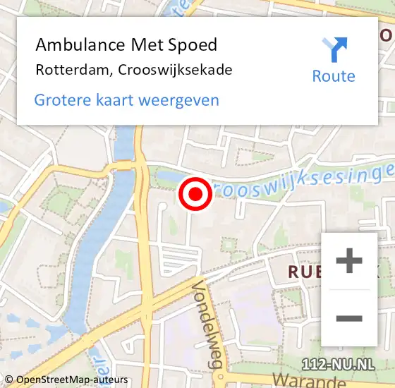 Locatie op kaart van de 112 melding: Ambulance Met Spoed Naar Rotterdam, Crooswijksekade op 12 februari 2020 04:31