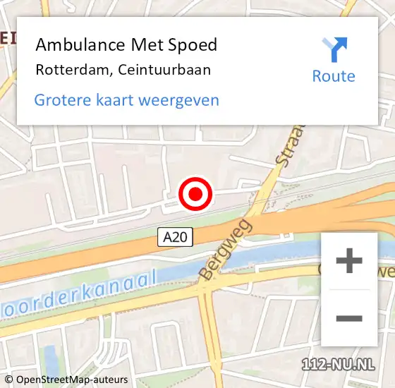 Locatie op kaart van de 112 melding: Ambulance Met Spoed Naar Rotterdam, Ceintuurbaan op 12 februari 2020 07:26