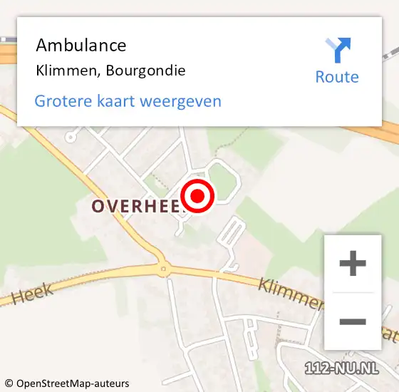 Locatie op kaart van de 112 melding: Ambulance Klimmen, Bourgondie op 28 april 2014 10:33