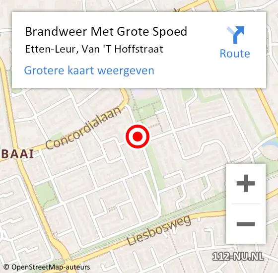 Locatie op kaart van de 112 melding: Brandweer Met Grote Spoed Naar Etten-Leur, Van 'T Hoffstraat op 12 februari 2020 13:46