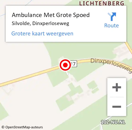 Locatie op kaart van de 112 melding: Ambulance Met Grote Spoed Naar Silvolde, Dinxperloseweg op 12 februari 2020 14:44