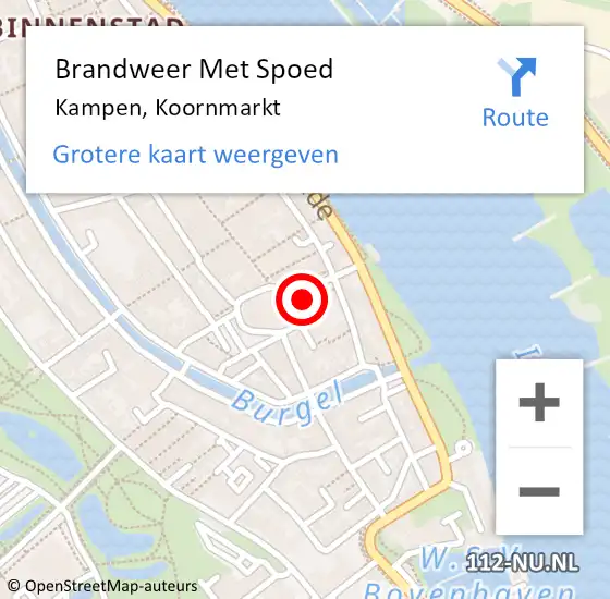 Locatie op kaart van de 112 melding: Brandweer Met Spoed Naar Kampen, Koornmarkt op 12 februari 2020 19:33
