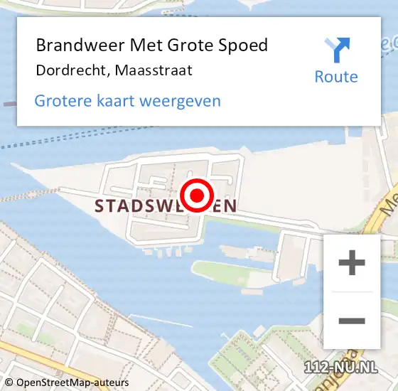 Locatie op kaart van de 112 melding: Brandweer Met Grote Spoed Naar Dordrecht, Maasstraat op 12 februari 2020 19:44