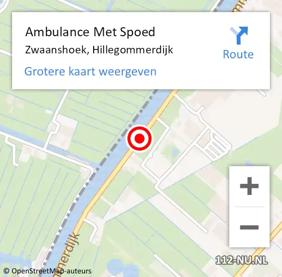 Locatie op kaart van de 112 melding: Ambulance Met Spoed Naar Zwaanshoek, Hillegommerdijk op 12 februari 2020 20:15