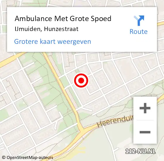 Locatie op kaart van de 112 melding: Ambulance Met Grote Spoed Naar IJmuiden, Hunzestraat op 13 februari 2020 07:34