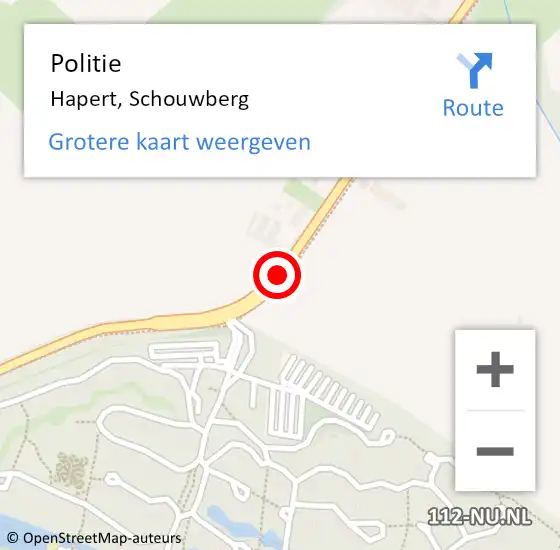 Locatie op kaart van de 112 melding: Politie Hapert, Schouwberg op 13 februari 2020 08:20