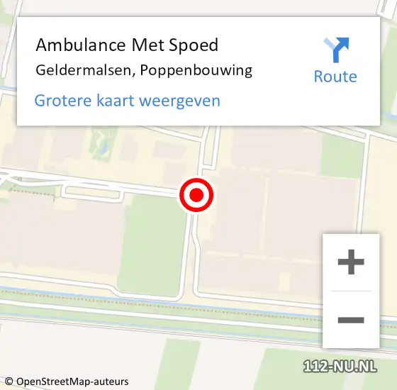Locatie op kaart van de 112 melding: Ambulance Met Spoed Naar Geldermalsen, Poppenbouwing op 13 februari 2020 09:39