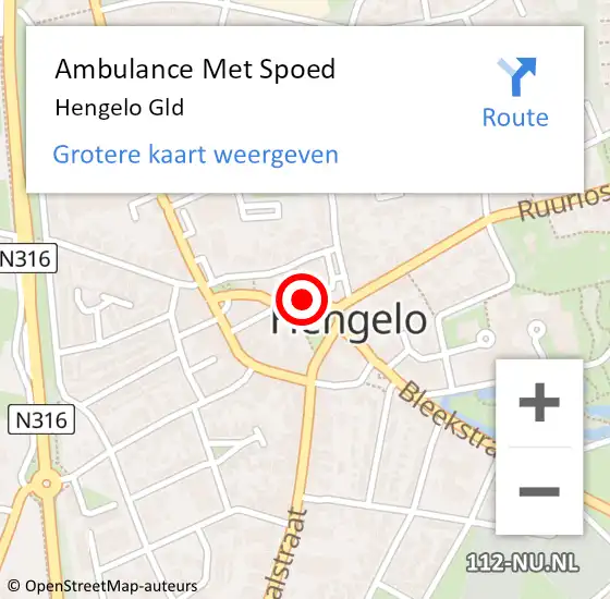 Locatie op kaart van de 112 melding: Ambulance Met Spoed Naar Hengelo Gld op 13 februari 2020 13:43