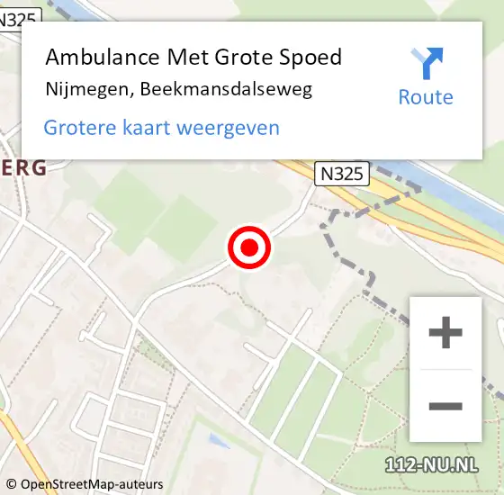Locatie op kaart van de 112 melding: Ambulance Met Grote Spoed Naar Nijmegen, Beekmansdalseweg op 13 februari 2020 18:35