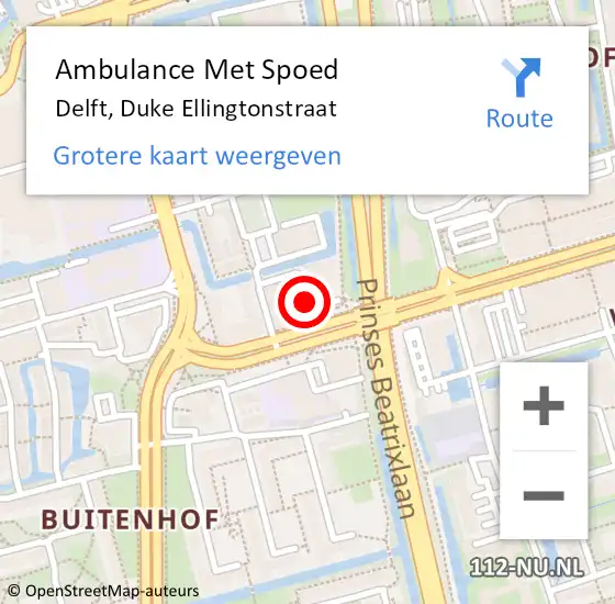 Locatie op kaart van de 112 melding: Ambulance Met Spoed Naar Delft, Duke Ellingtonstraat op 13 februari 2020 20:55