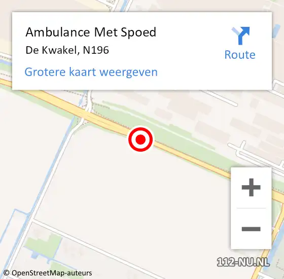Locatie op kaart van de 112 melding: Ambulance Met Spoed Naar De Kwakel, N196 op 28 april 2014 12:59