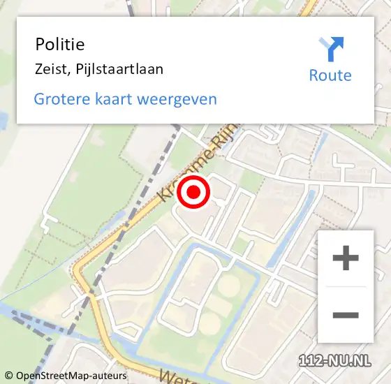 Locatie op kaart van de 112 melding: Politie Zeist, Pijlstaartlaan op 14 februari 2020 14:16