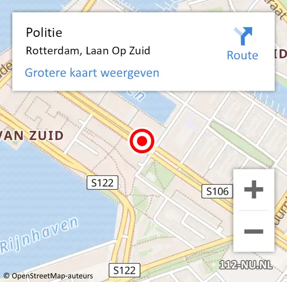 Locatie op kaart van de 112 melding: Politie Rotterdam, Laan Op Zuid op 14 februari 2020 15:21