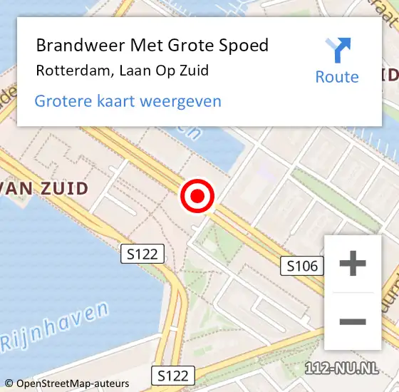 Locatie op kaart van de 112 melding: Brandweer Met Grote Spoed Naar Rotterdam, Laan Op Zuid op 14 februari 2020 15:23