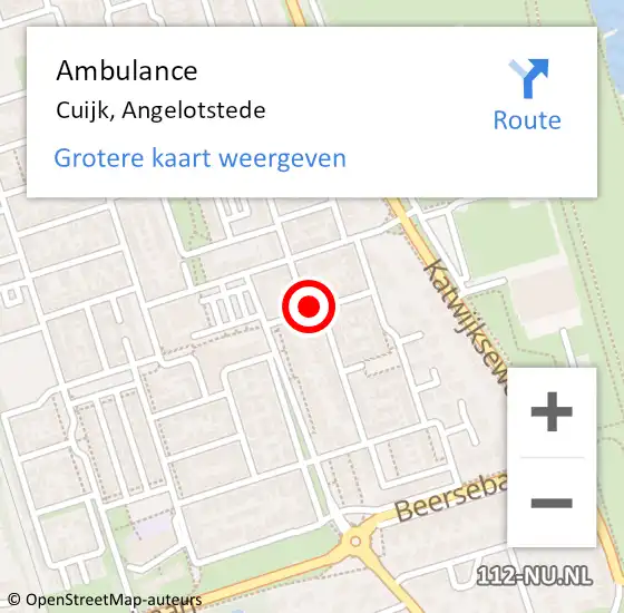 Locatie op kaart van de 112 melding: Ambulance Cuijk, Angelotstede op 14 februari 2020 15:36