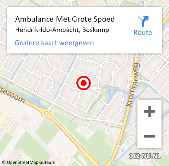 Locatie op kaart van de 112 melding: Ambulance Met Grote Spoed Naar Hendrik-Ido-Ambacht, Boskamp op 14 februari 2020 15:37