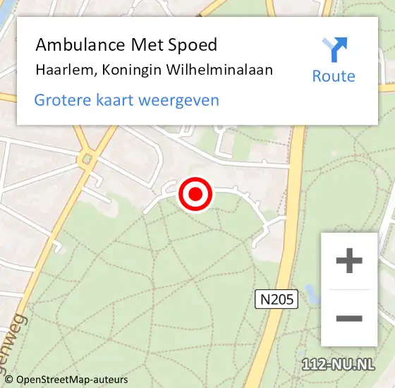 Locatie op kaart van de 112 melding: Ambulance Met Spoed Naar Haarlem, Koningin Wilhelminalaan op 14 februari 2020 16:35