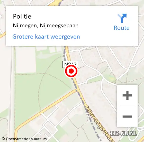 Locatie op kaart van de 112 melding: Politie Nijmegen, Nijmeegsebaan op 14 februari 2020 17:03