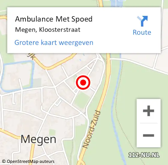 Locatie op kaart van de 112 melding: Ambulance Met Spoed Naar Megen, Kloosterstraat op 14 februari 2020 17:15