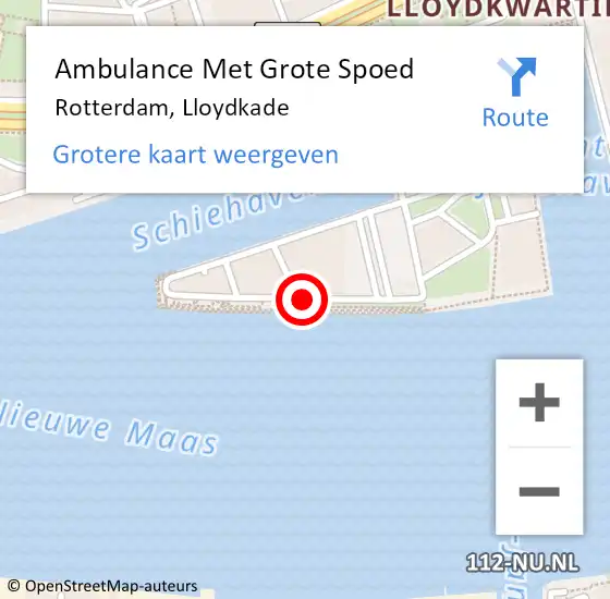 Locatie op kaart van de 112 melding: Ambulance Met Grote Spoed Naar Rotterdam, Lloydkade op 14 februari 2020 17:56