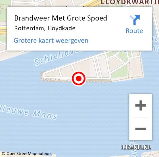 Locatie op kaart van de 112 melding: Brandweer Met Grote Spoed Naar Rotterdam, Lloydkade op 14 februari 2020 18:10