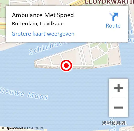 Locatie op kaart van de 112 melding: Ambulance Met Spoed Naar Rotterdam, Lloydkade op 14 februari 2020 18:13