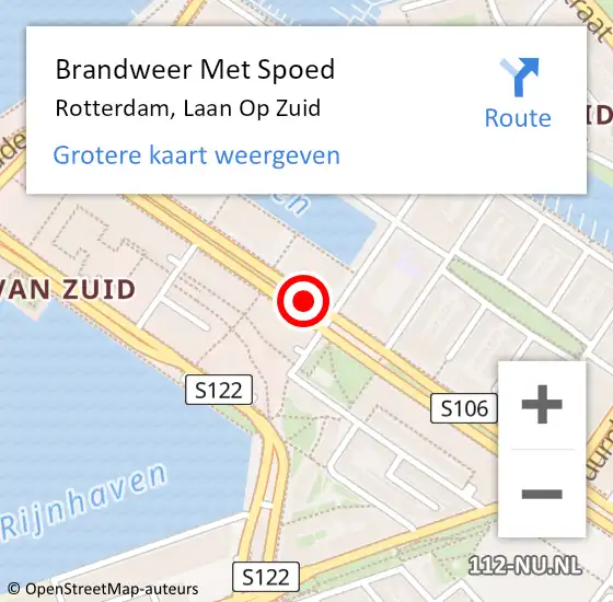 Locatie op kaart van de 112 melding: Brandweer Met Spoed Naar Rotterdam, Laan Op Zuid op 14 februari 2020 18:17