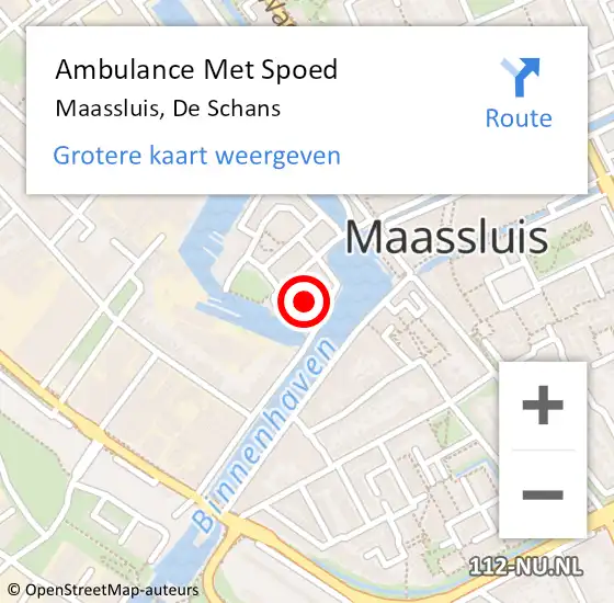 Locatie op kaart van de 112 melding: Ambulance Met Spoed Naar Maassluis, De Schans op 14 februari 2020 18:20