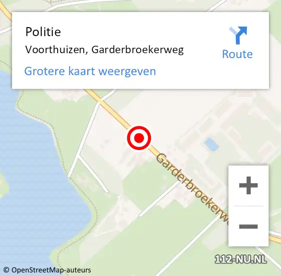 Locatie op kaart van de 112 melding: Politie Voorthuizen, Garderbroekerweg op 14 februari 2020 20:36