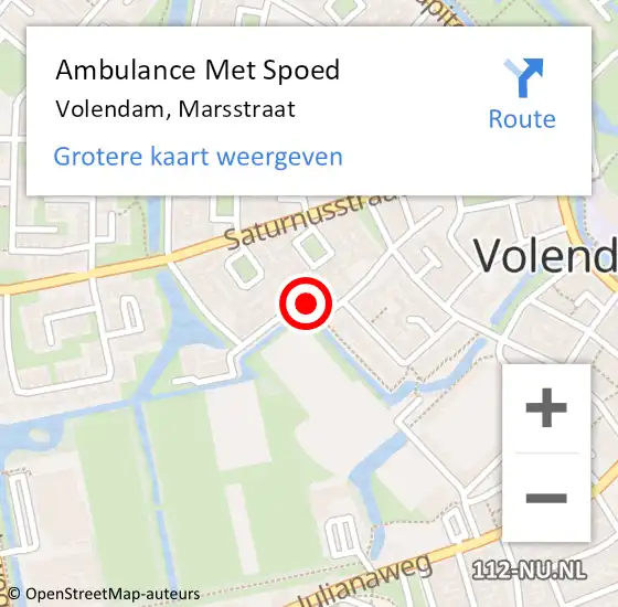 Locatie op kaart van de 112 melding: Ambulance Met Spoed Naar Volendam, Marsstraat op 15 februari 2020 00:28
