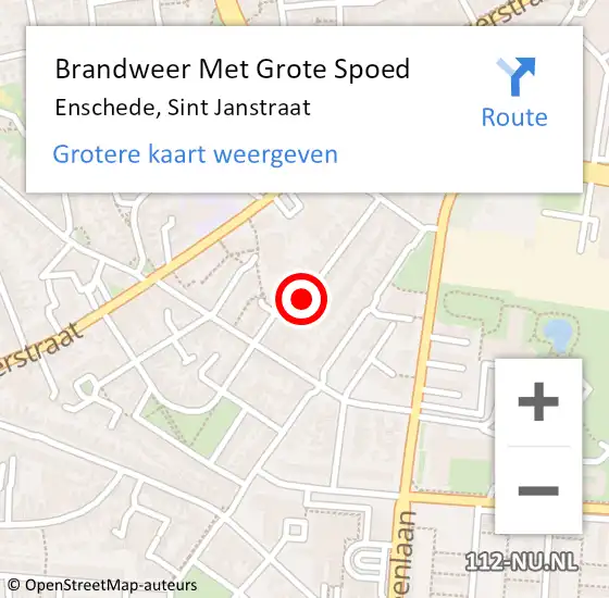 Locatie op kaart van de 112 melding: Brandweer Met Grote Spoed Naar Enschede, Sint Janstraat op 15 februari 2020 00:52