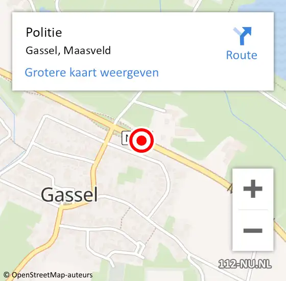 Locatie op kaart van de 112 melding: Politie Gassel, Maasveld op 15 februari 2020 12:44