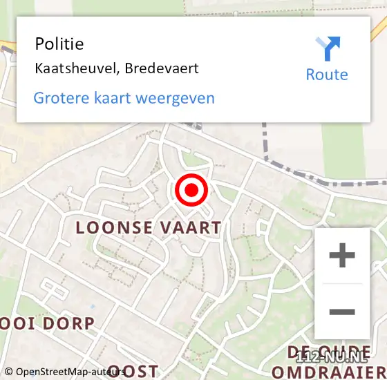 Locatie op kaart van de 112 melding: Politie Kaatsheuvel, Bredevaert op 15 februari 2020 13:56
