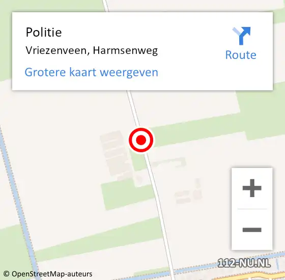 Locatie op kaart van de 112 melding: Politie Vriezenveen, Harmsenweg op 15 februari 2020 13:58