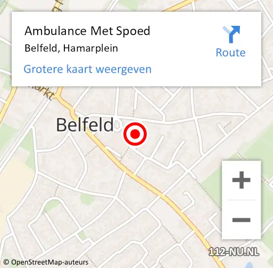 Locatie op kaart van de 112 melding: Ambulance Met Spoed Naar Belfeld, Hamarplein op 15 februari 2020 17:35