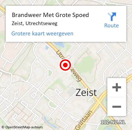 Locatie op kaart van de 112 melding: Brandweer Met Grote Spoed Naar Zeist, Utrechtseweg op 15 februari 2020 23:14
