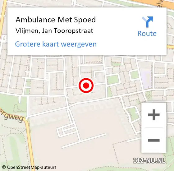 Locatie op kaart van de 112 melding: Ambulance Met Spoed Naar Vlijmen, Jan Tooropstraat op 15 februari 2020 23:42