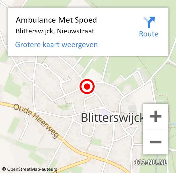 Locatie op kaart van de 112 melding: Ambulance Met Spoed Naar Blitterswijck, Nieuwstraat op 15 februari 2020 23:52