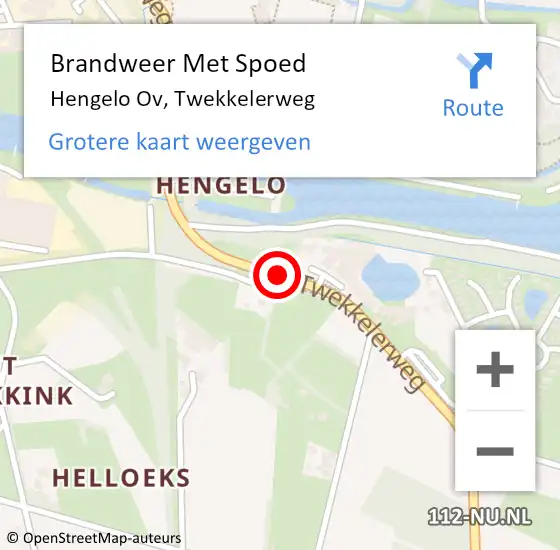 Locatie op kaart van de 112 melding: Brandweer Met Spoed Naar Hengelo Ov, Twekkelerweg op 16 februari 2020 10:13