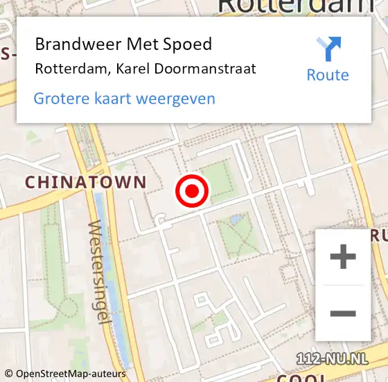 Locatie op kaart van de 112 melding: Brandweer Met Spoed Naar Rotterdam, Karel Doormanstraat op 16 februari 2020 12:27