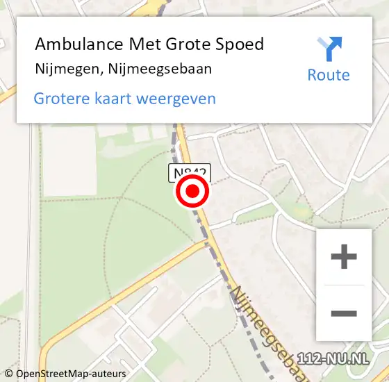 Locatie op kaart van de 112 melding: Ambulance Met Grote Spoed Naar Nijmegen, Nijmeegsebaan op 16 februari 2020 12:30