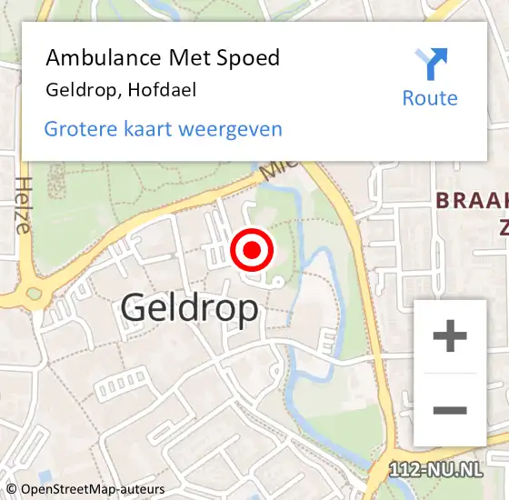 Locatie op kaart van de 112 melding: Ambulance Met Spoed Naar Geldrop, Hofdael op 16 februari 2020 12:59
