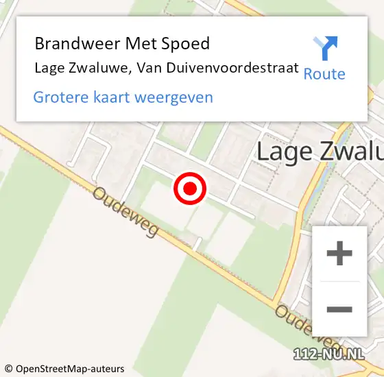 Locatie op kaart van de 112 melding: Brandweer Met Spoed Naar Lage Zwaluwe, Van Duivenvoordestraat op 16 februari 2020 16:18
