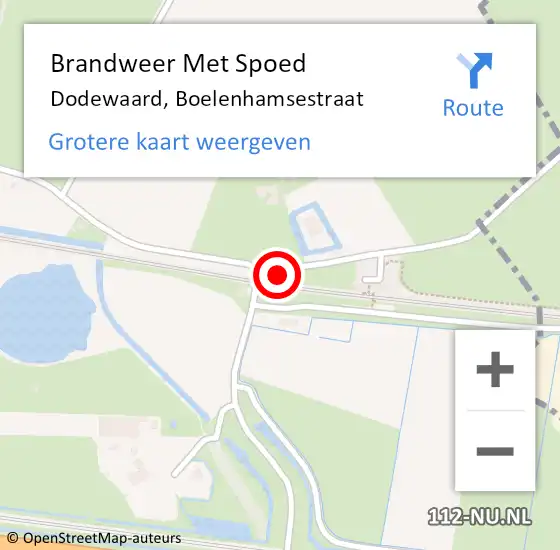 Locatie op kaart van de 112 melding: Brandweer Met Spoed Naar Dodewaard, Boelenhamsestraat op 16 februari 2020 18:41